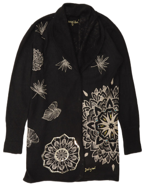 Desigual Cárdigan largo extragrande para mujer UK 6 XS Negro Floral