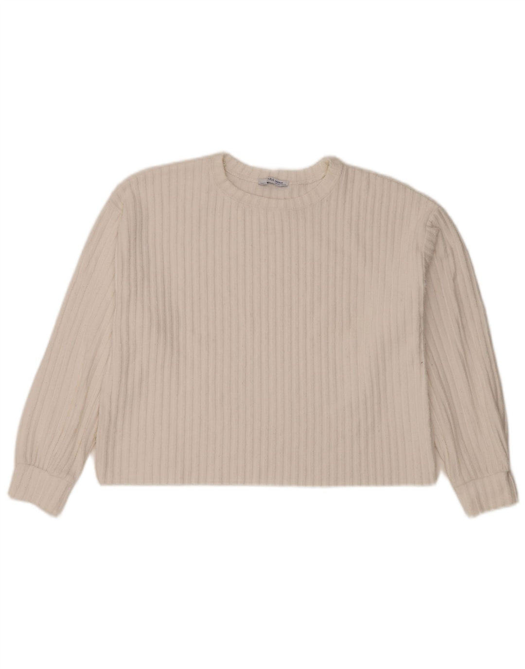 Zara Mujer Crop Oversize Top Manga Larga UK 44 Medium Blanco