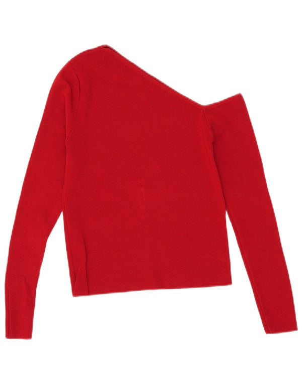 Zara Top Corto De Un Hombro Para Mujer UK 42 Viscosa Roja Mediana