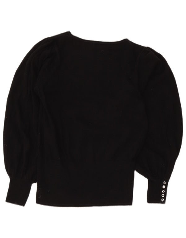 MINT VELVET Suéter tipo jersey para mujer con cuello barco UK 8 Small Algodón negro