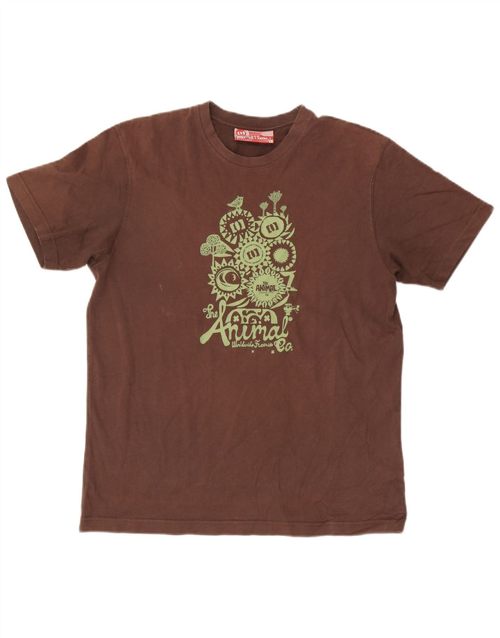 Camiseta con gráfico Animal para hombre Top grande de algodón marrón
