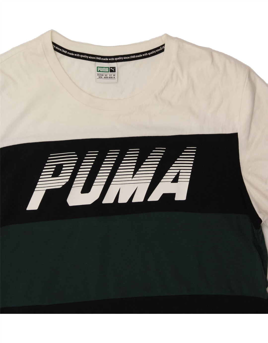 PUMA Mens Graphic T-Shirt Top Medium Black Colourblock Cotton Vintage Puma and Second-Hand Puma from Messina Hembry 