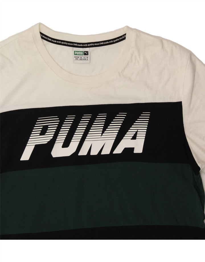 PUMA Mens Graphic T-Shirt Top Medium Black Colourblock Cotton Vintage Puma and Second-Hand Puma from Messina Hembry 
