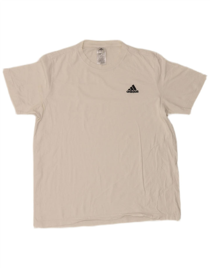 Adidas - Camiseta para hombre, talla grande, algodón blanco