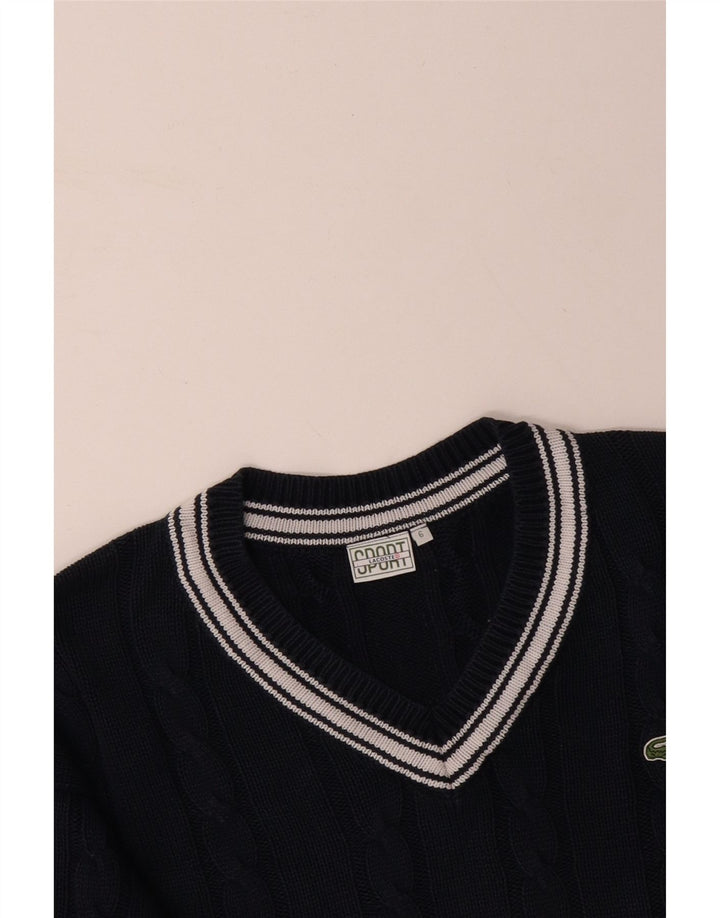 LACOSTE Jersey con cuello en V para hombre Talla 6 XL Algodón azul marino