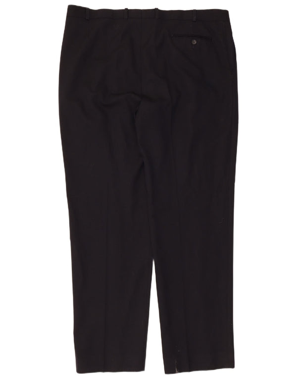 Marks & Spencer Pantalón de traje recto para hombre W42 L33 Lana azul marino