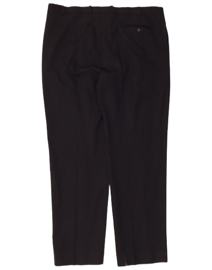 Marks & Spencer Pantalón de traje recto para hombre W42 L33 Lana azul marino