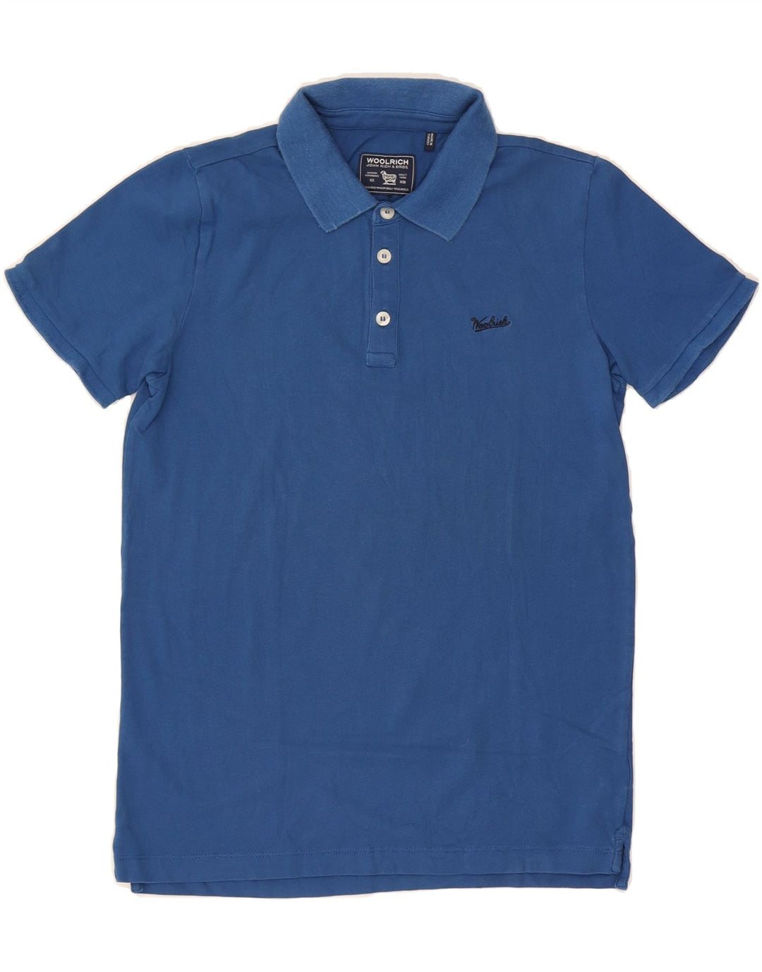 WOOLRICH Boys Polo Shirt 13-14 Years Blue Cotton Vintage Woolrich and Second-Hand Woolrich from Messina Hembry 