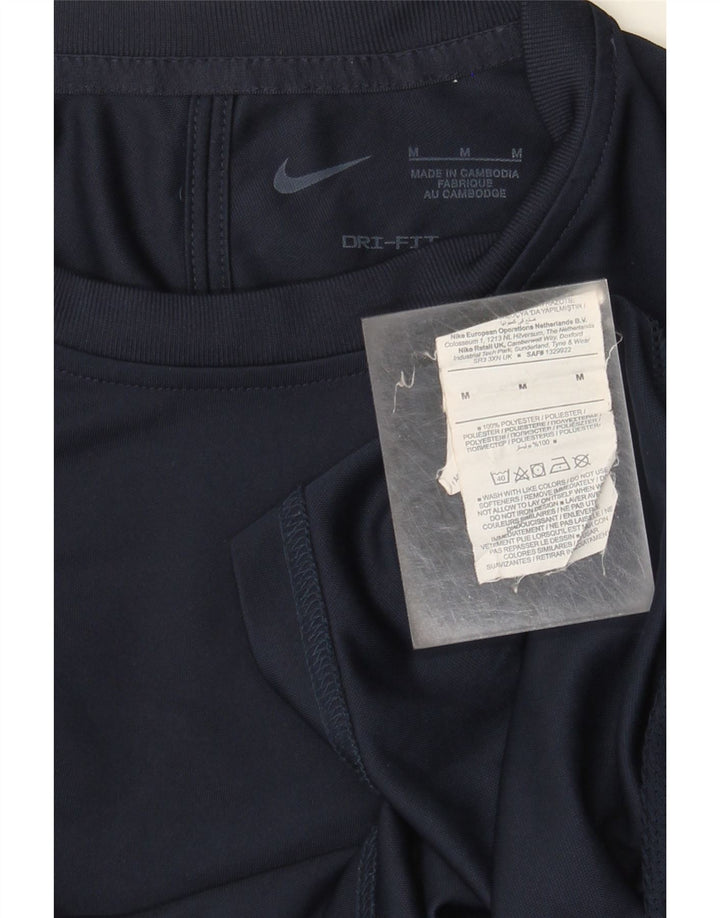 Camiseta Nike Dri Fit para hombre Top medio azul marino color block Poliéster