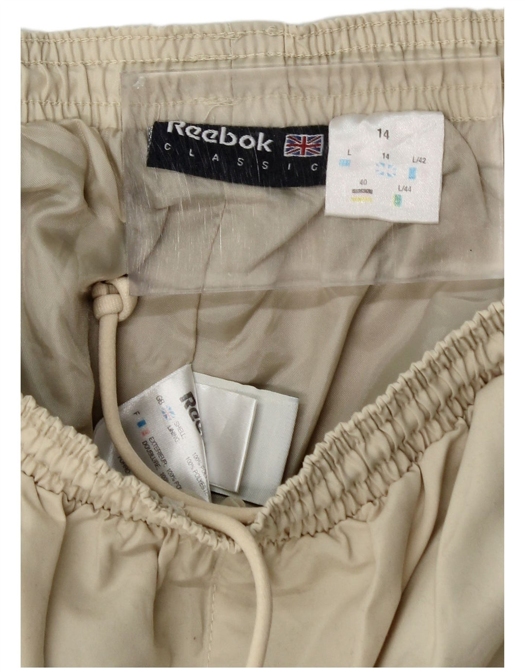 REEBOK Pantalones de chándal para mujer UK 44 Large Beige Colorblock Poliéster