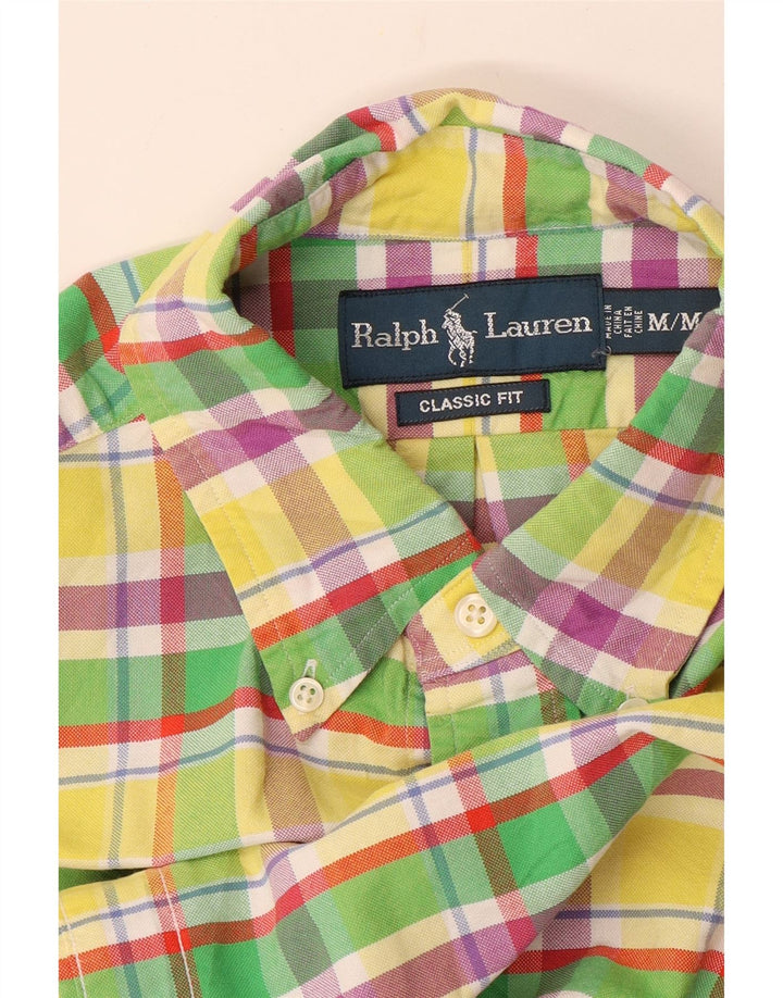 RALPH LAUREN Camisa de corte clásico de manga corta para hombre Cuadros amarillos medianos