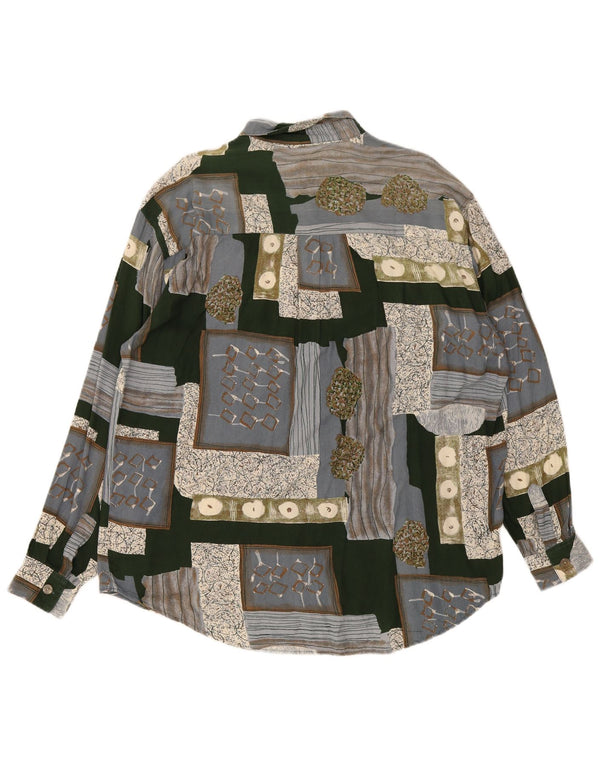 Camisa Hombre Happy Life Talla 43/44 XL Gris Patchwork Viscosa