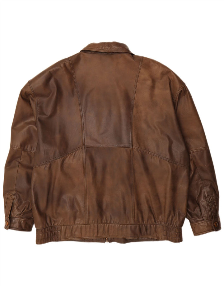 Italo Chaqueta de cuero para hombre IT 56 3XL Cuero marrón