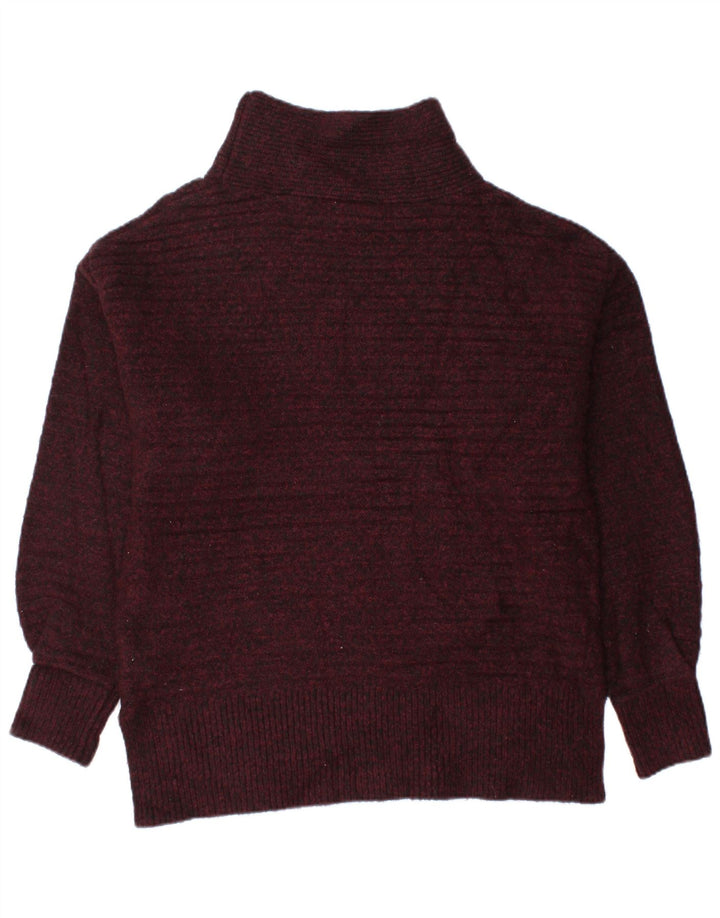 TOPSHOP Suéter tipo jersey con cuello alto para mujer UK 8 Small Borgoña moteado