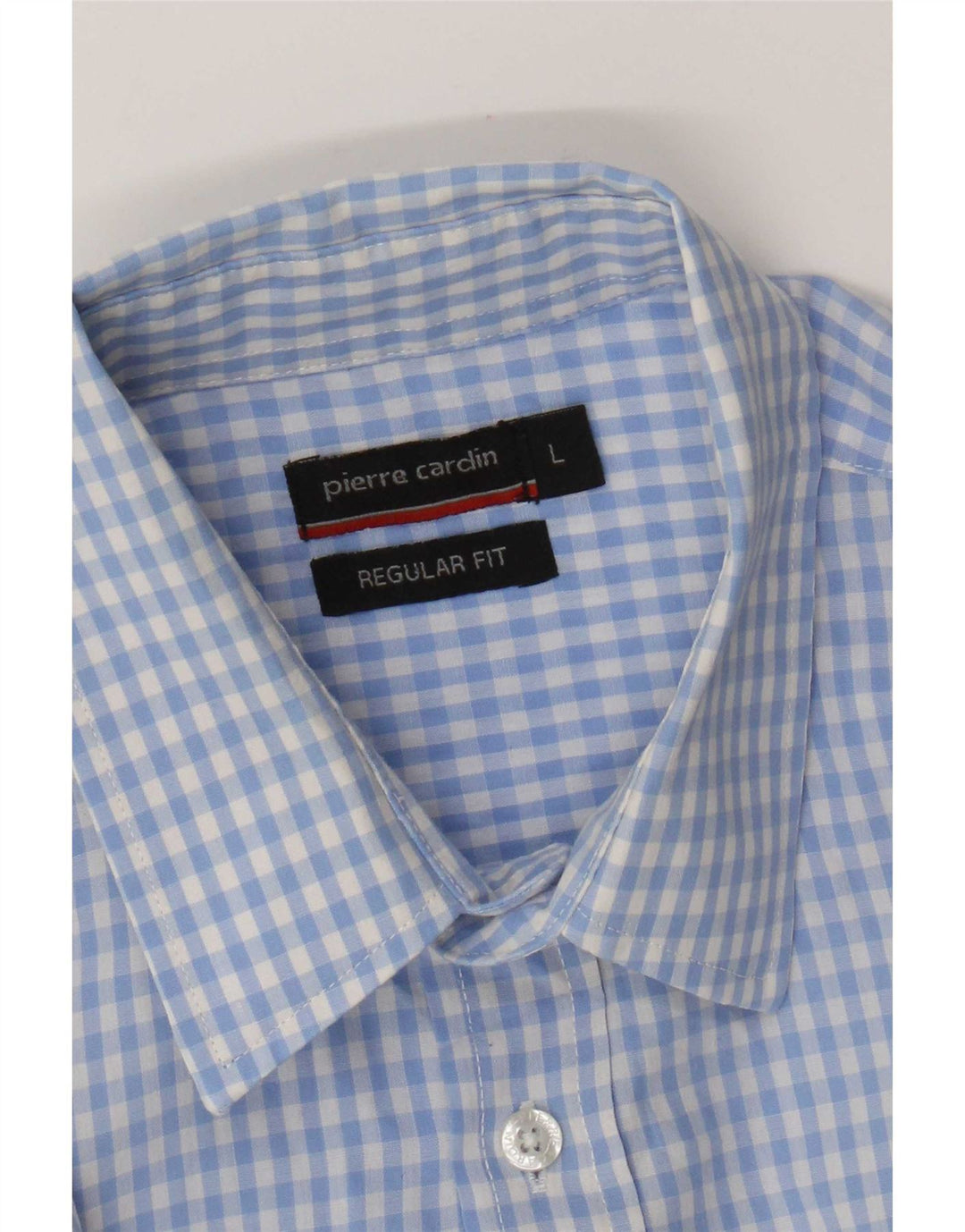 Pierre Cardin Camisa de corte regular de manga corta para hombre Vichy azul grande