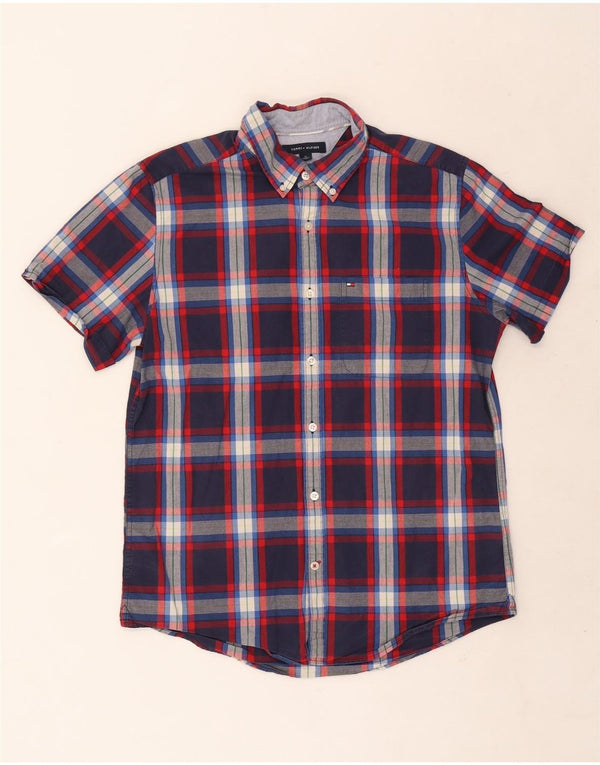 Tommy Hilfiger Camisa Slim Fit De Manga Corta Para Hombre Cuadros Azul Marino Medio