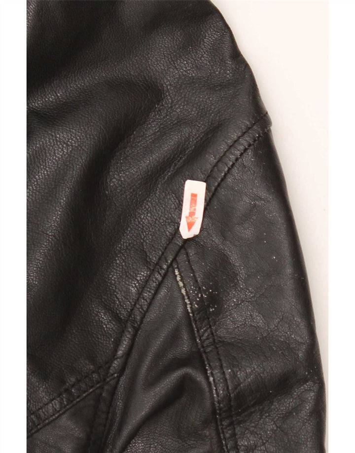 Only & Sons Chaqueta motera de cuero para hombre UK 40 Large Negro
