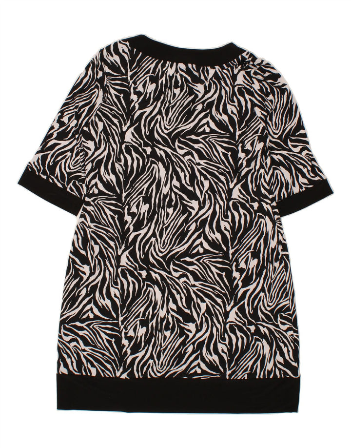 VINTAGE Womens Basic Dress UK 16 Large Black Animal Print Polyester Vintage Vintage and Second-Hand Vintage from Messina Hembry 