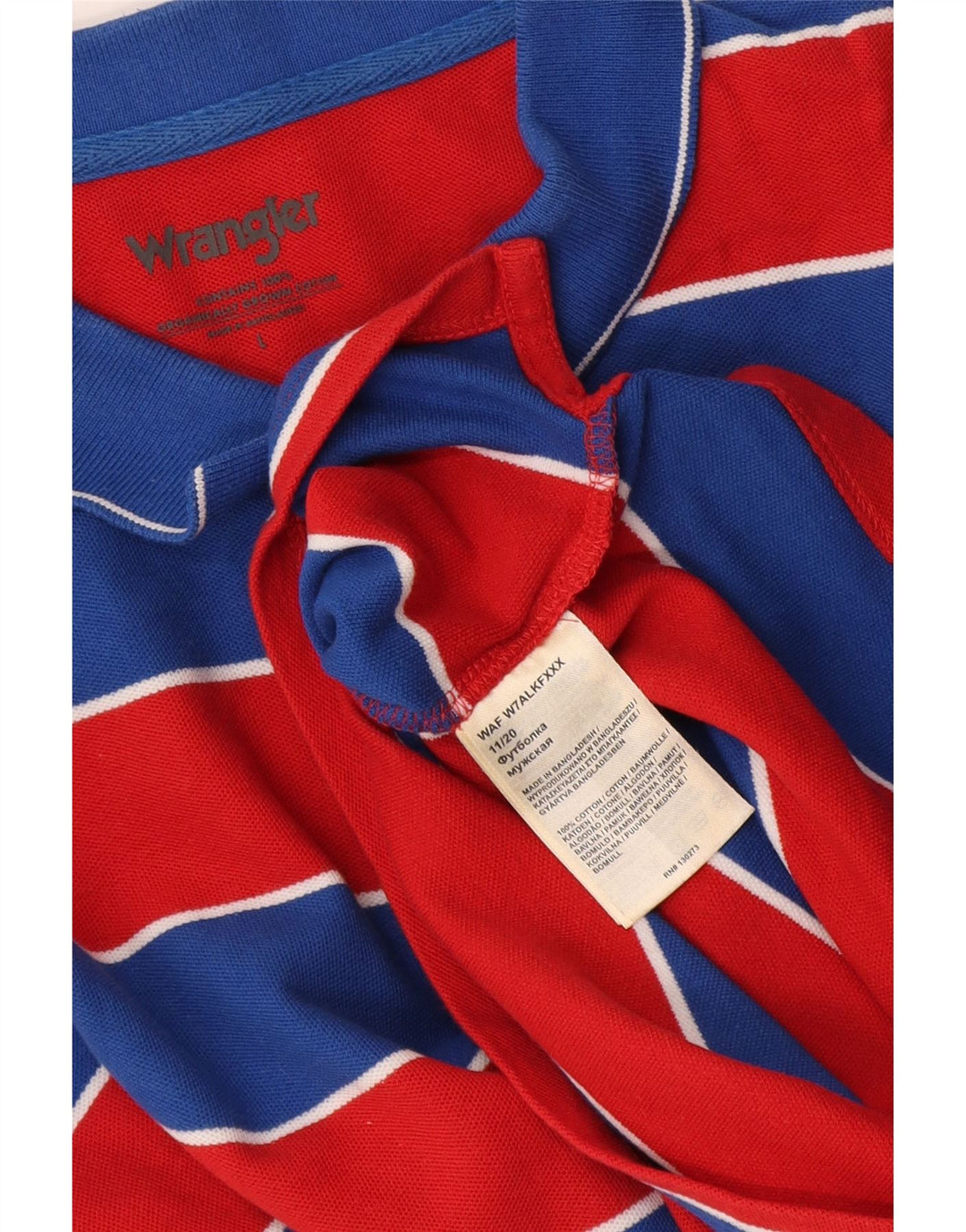 Wrangler Polo para hombre de algodón a rayas rojas grandes