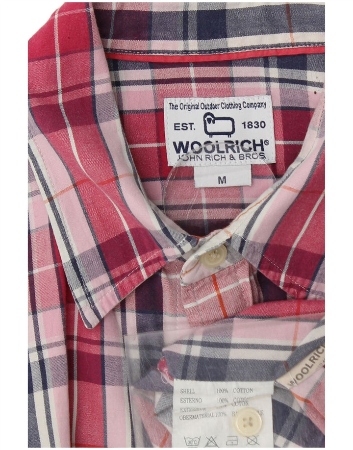 WOOLRICH Camisa Manga Corta Hombre Algodón Cuadros Rojo Mediano