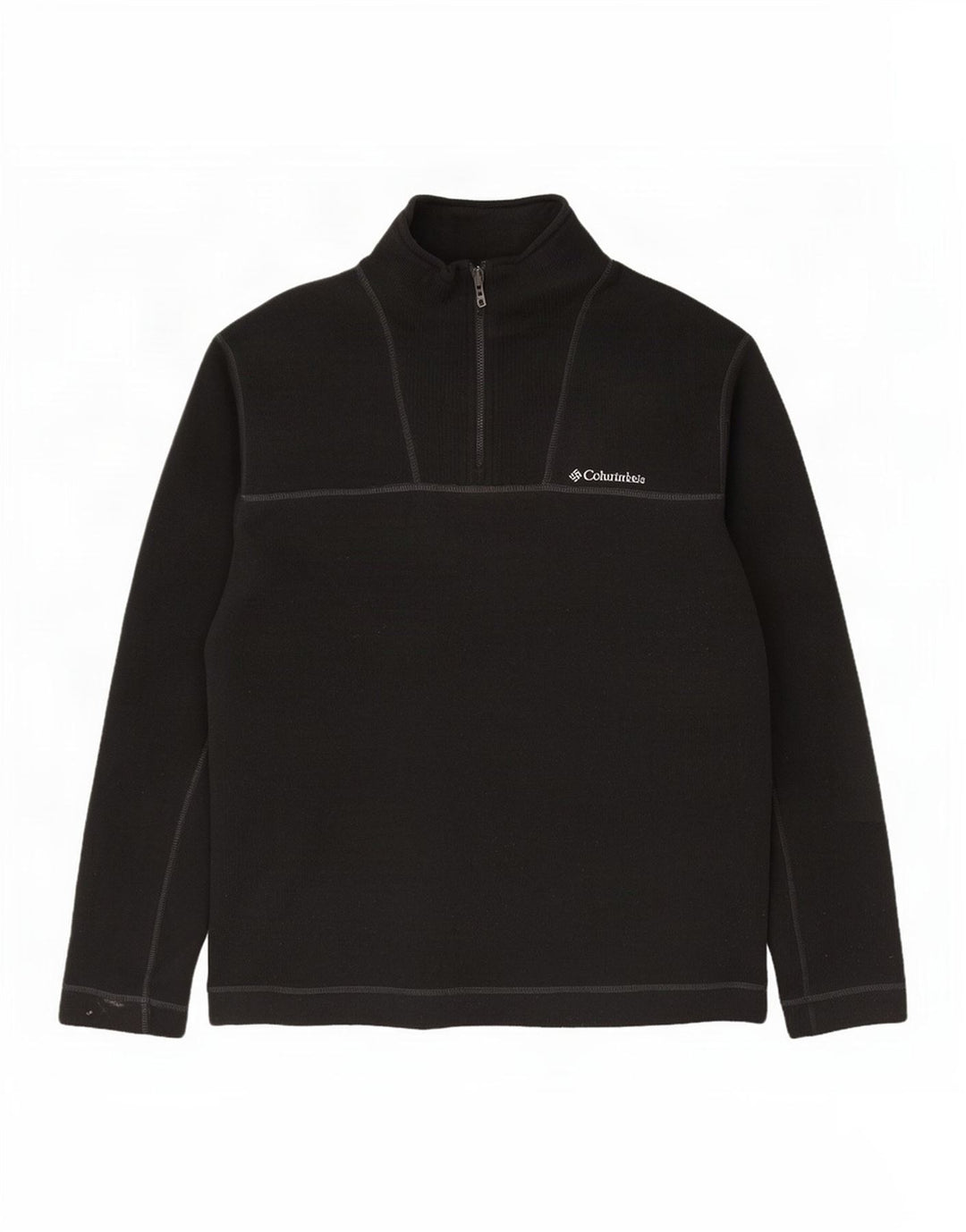 Columbia Jersey con cuello y cremallera para hombre, talla grande, poliéster negro