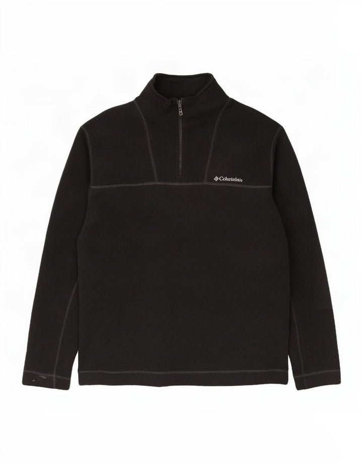 Columbia Jersey con cuello y cremallera para hombre, talla grande, poliéster negro