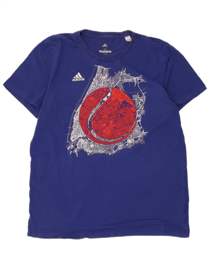 Adidas Hombre Camiseta Gráfica Top Azul Medio