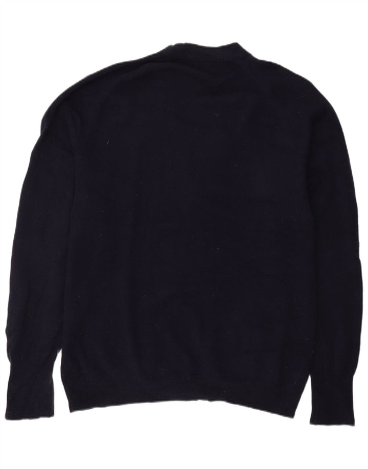 Marks & Spencer Suéter tipo cárdigan para hombre IT 52/54 Large Lana de cordero azul marino