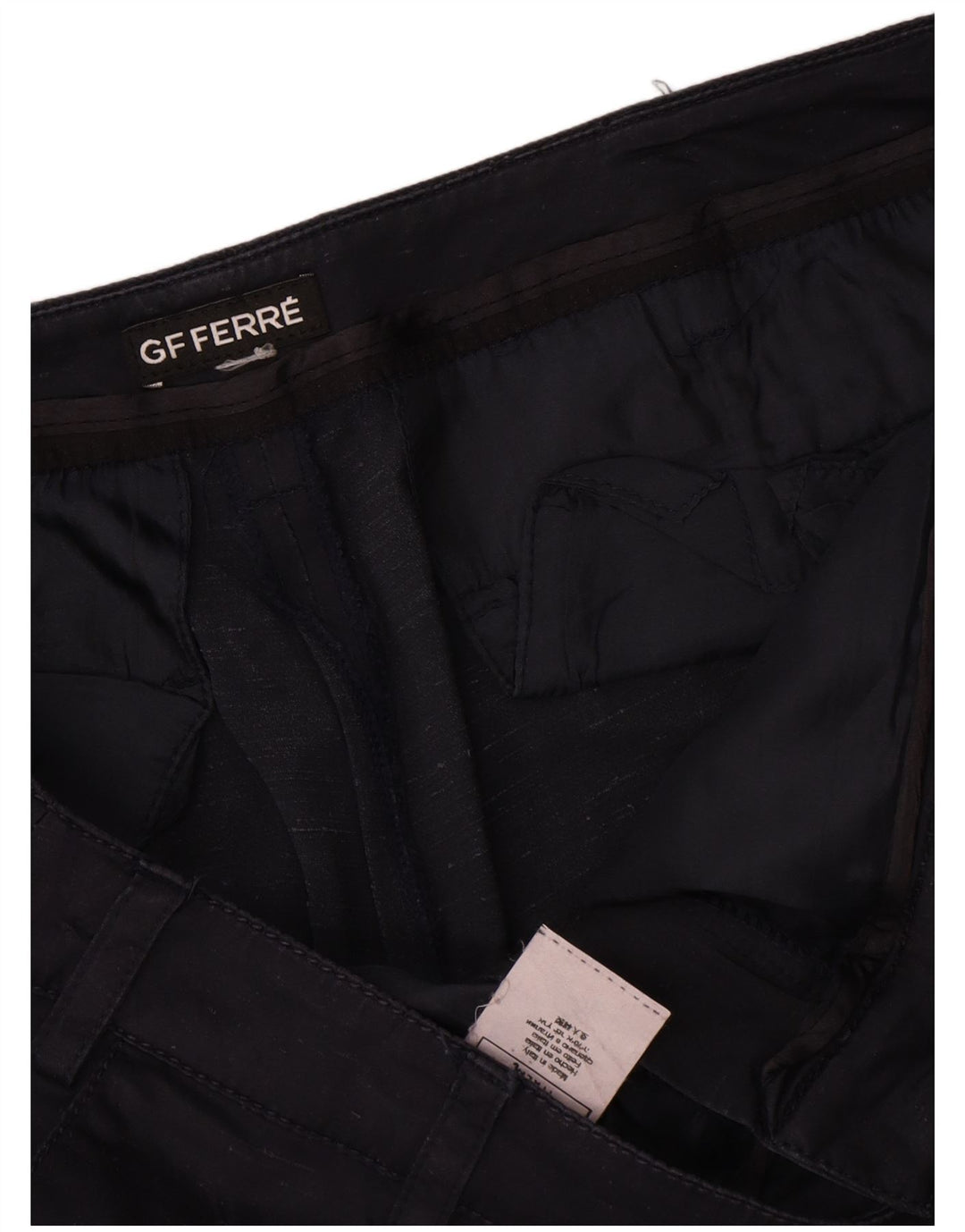 Gianfranco Ferre Pantalones cortos chinos para mujer W34 Grande Seda azul marino