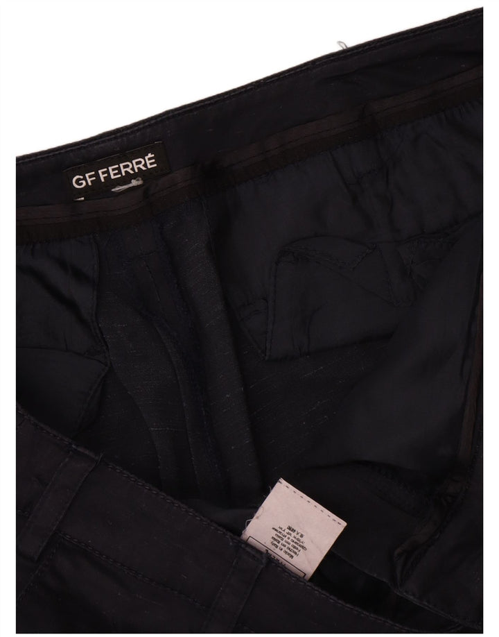 Gianfranco Ferre Pantalones cortos chinos para mujer W34 Grande Seda azul marino
