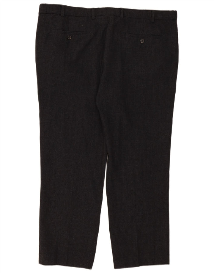 Marks & Spencer Pantalón de traje recto de corte entallado para hombre W42 L29 Cuadros grises