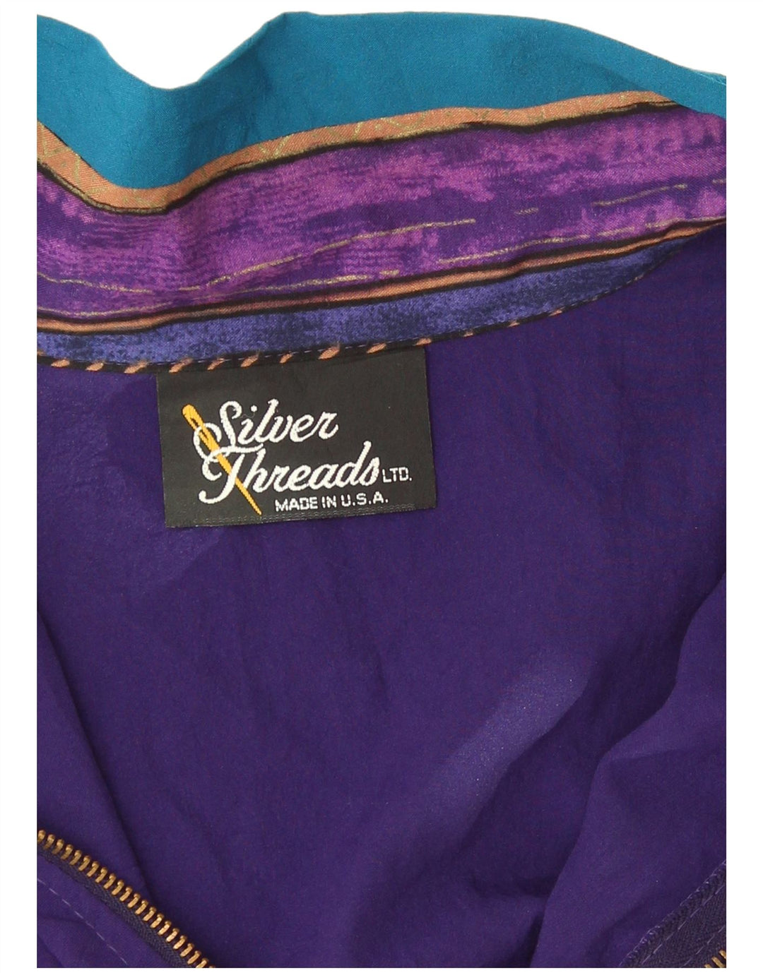 Vintage mujer chándal top chaqueta Reino Unido 16 gran bloque de color multicolor