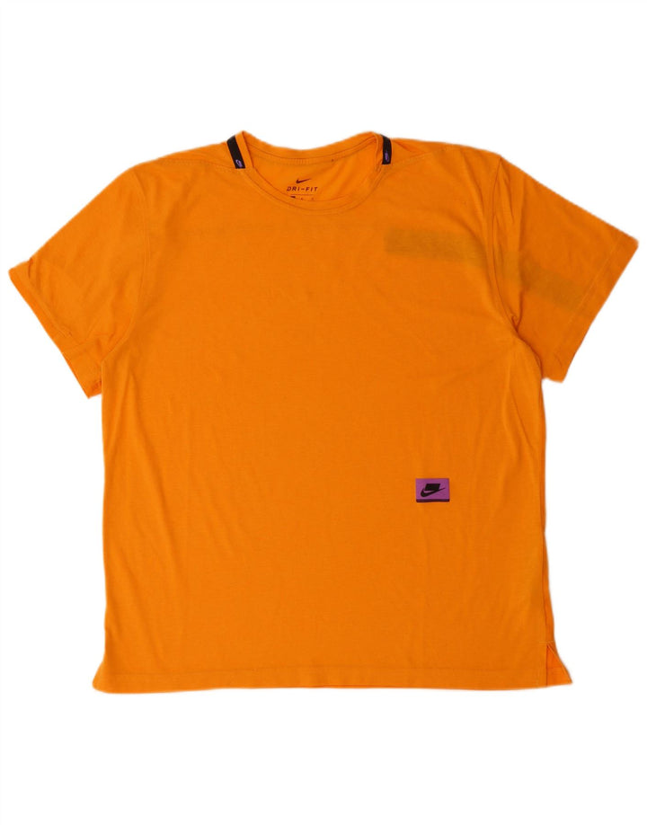 NIKE Camiseta Dri Fit para Hombre Top de algodón Naranja Mediano