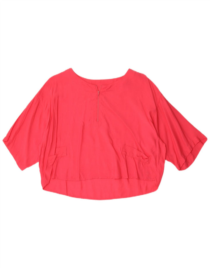 Benetton Blusa Crop Oversize IT 44 Viscosa Rosa Medio