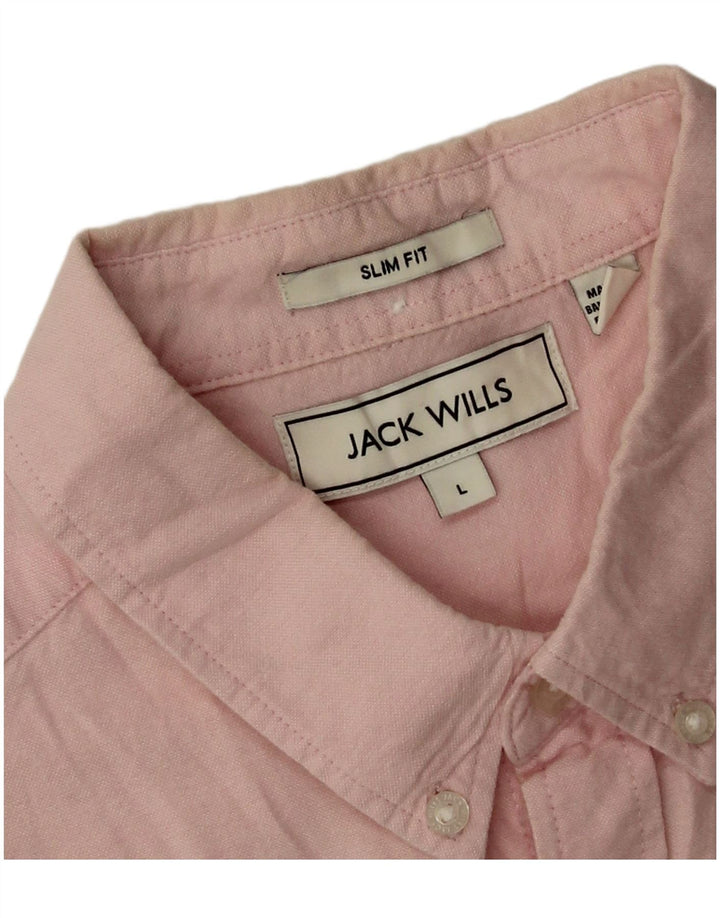Camisa Jack Wills Hombre Slim Fit Algodón Rosa Grande