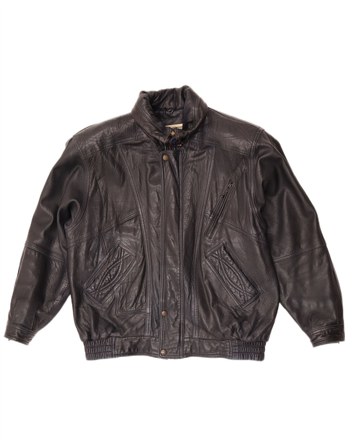 Vintage chaqueta de cuero para hombre EU 52 XL cuero azul marino