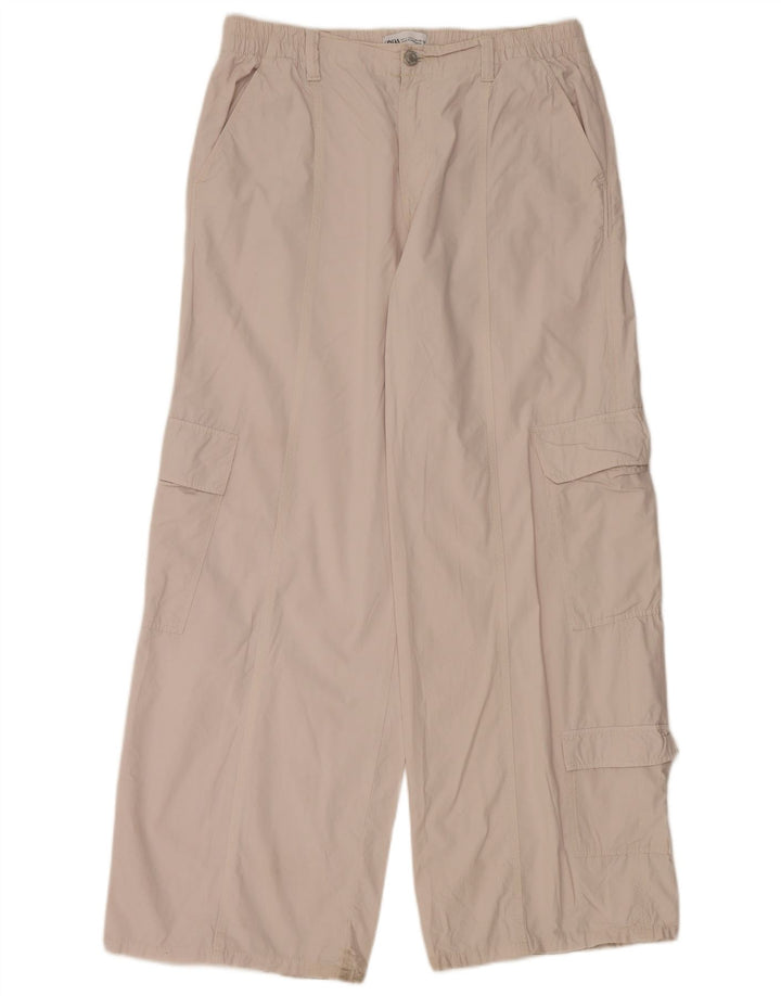 Zara Mujer Pantalones Cargo De Pierna Ancha Grande W30 L30 Gris