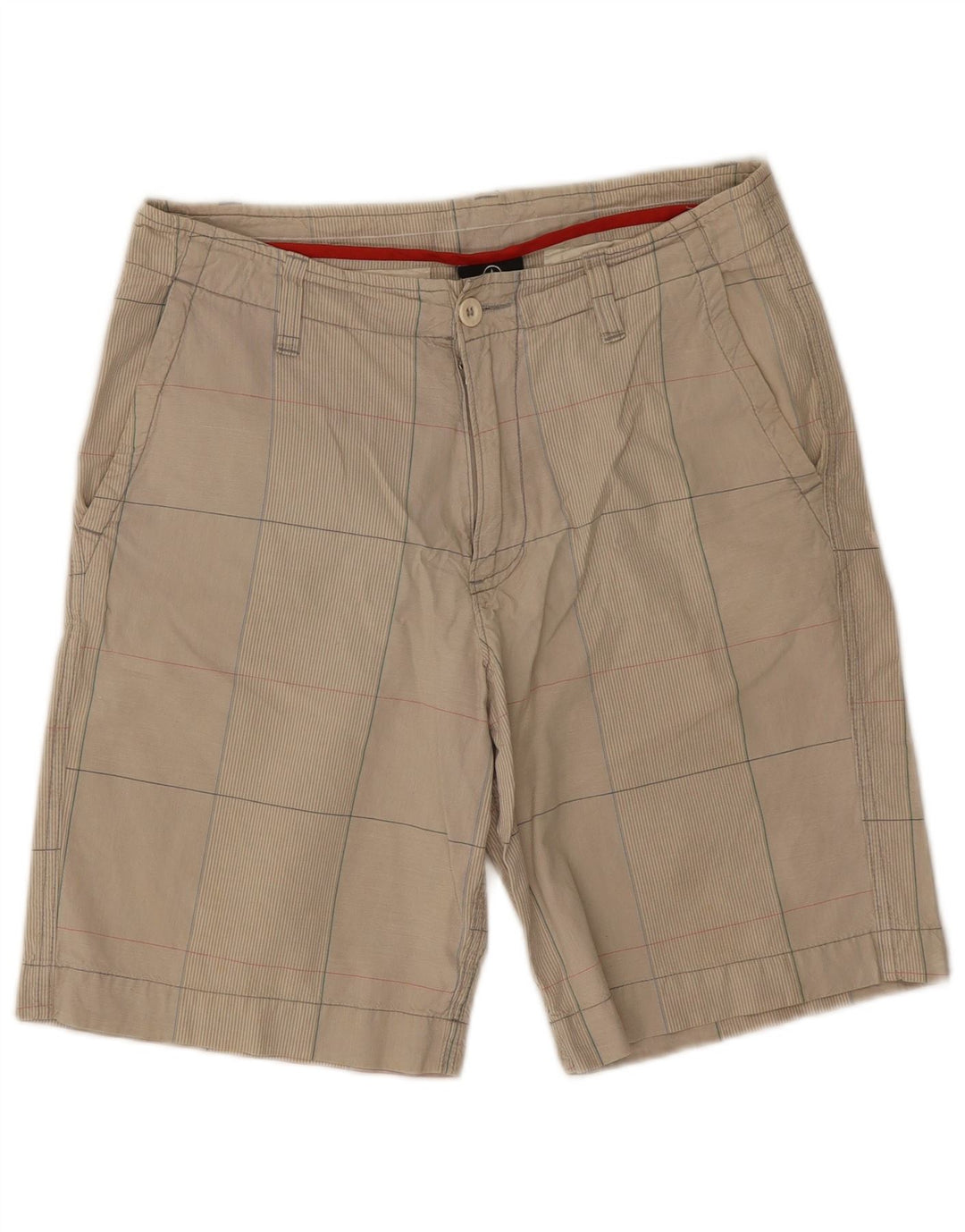 Converse Pantalones cortos chinos para hombre pequeños W28 Beige Check Cotton