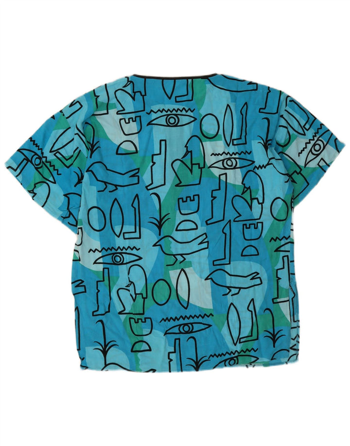 Blusa vintage para mujer Top EU 44 XL Azul Geométrico