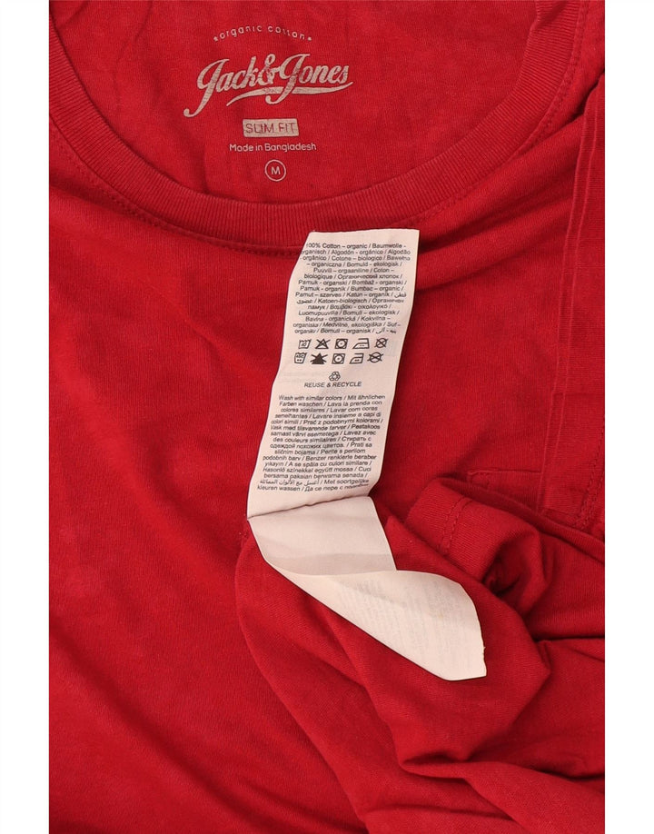 Jack & Jones Hombre Slim Fit Camiseta Top Medium Rojo Algodón