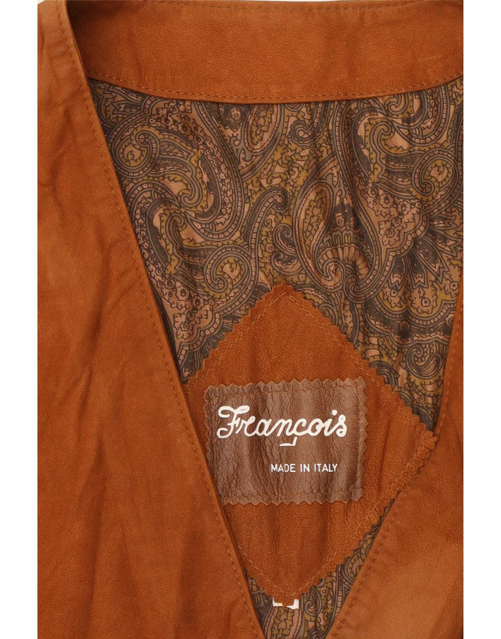 Chaleco vintage de ante para hombre XL Marrón