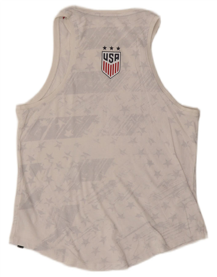 Nike Mujer Gráfico Chaleco Top UK 12 Medio Algodón Blanco