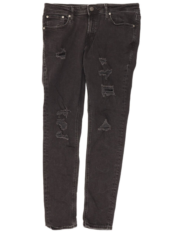 Jack & Jones Vaqueros ajustados desgastados para hombre W34 L32 Algodón negro
