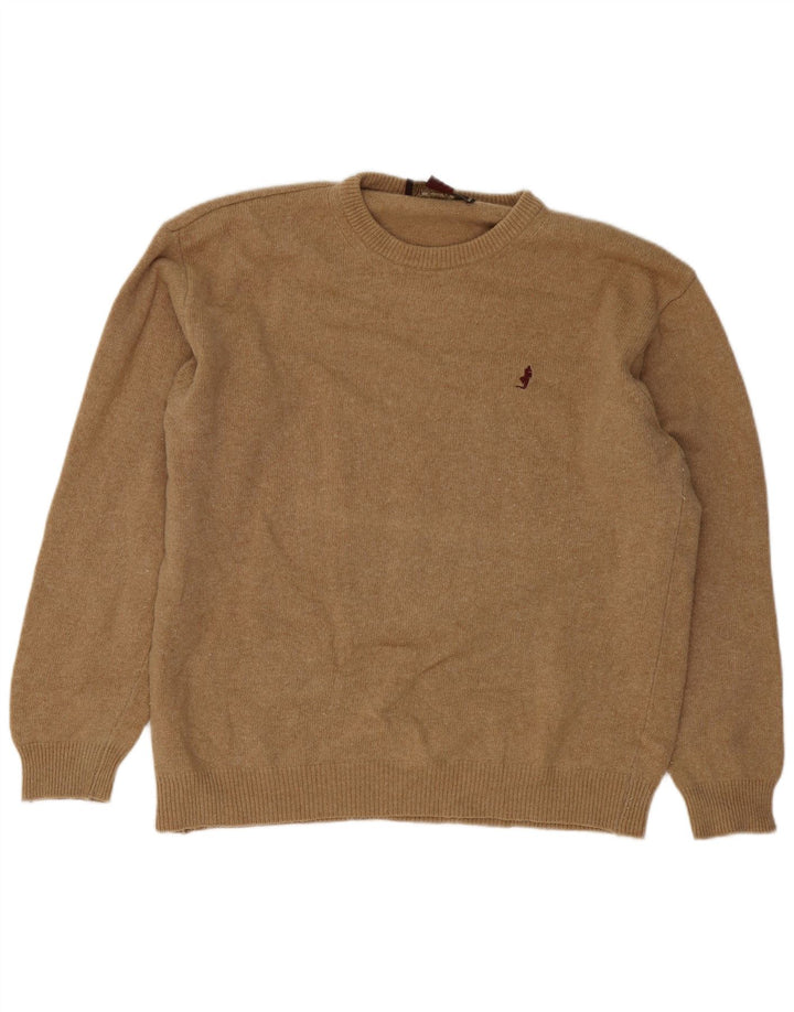 Marlboro Classics - Jersey de cuello redondo para hombre, talla 2XL, lana marrón
