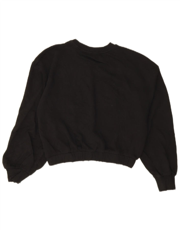 Zara Mujer Crop Sudadera Jumper UK 44 Mediano Negro Algodón
