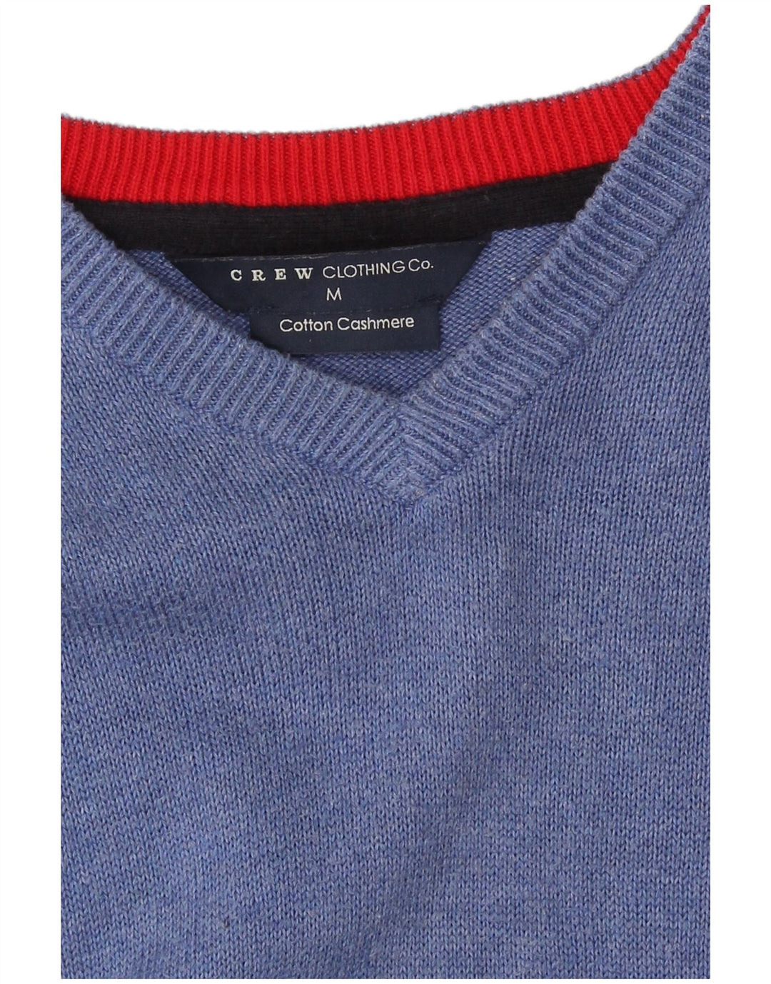 Crew Clothing Jersey con cuello en V para hombre Jersey de algodón azul medio