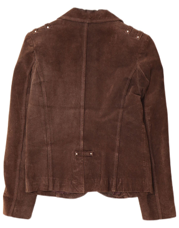 Banana Republic Chaqueta tipo blazer de ante militar para mujer UK 40 XL Cuero marrón