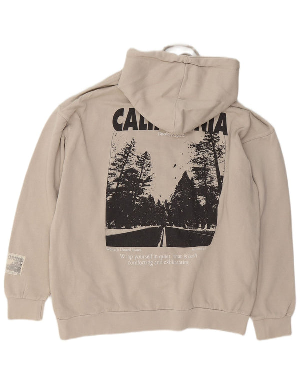 Pull & Bear Hombre California Graphic Loose Fit Sudadera con capucha Jumper Small Beige