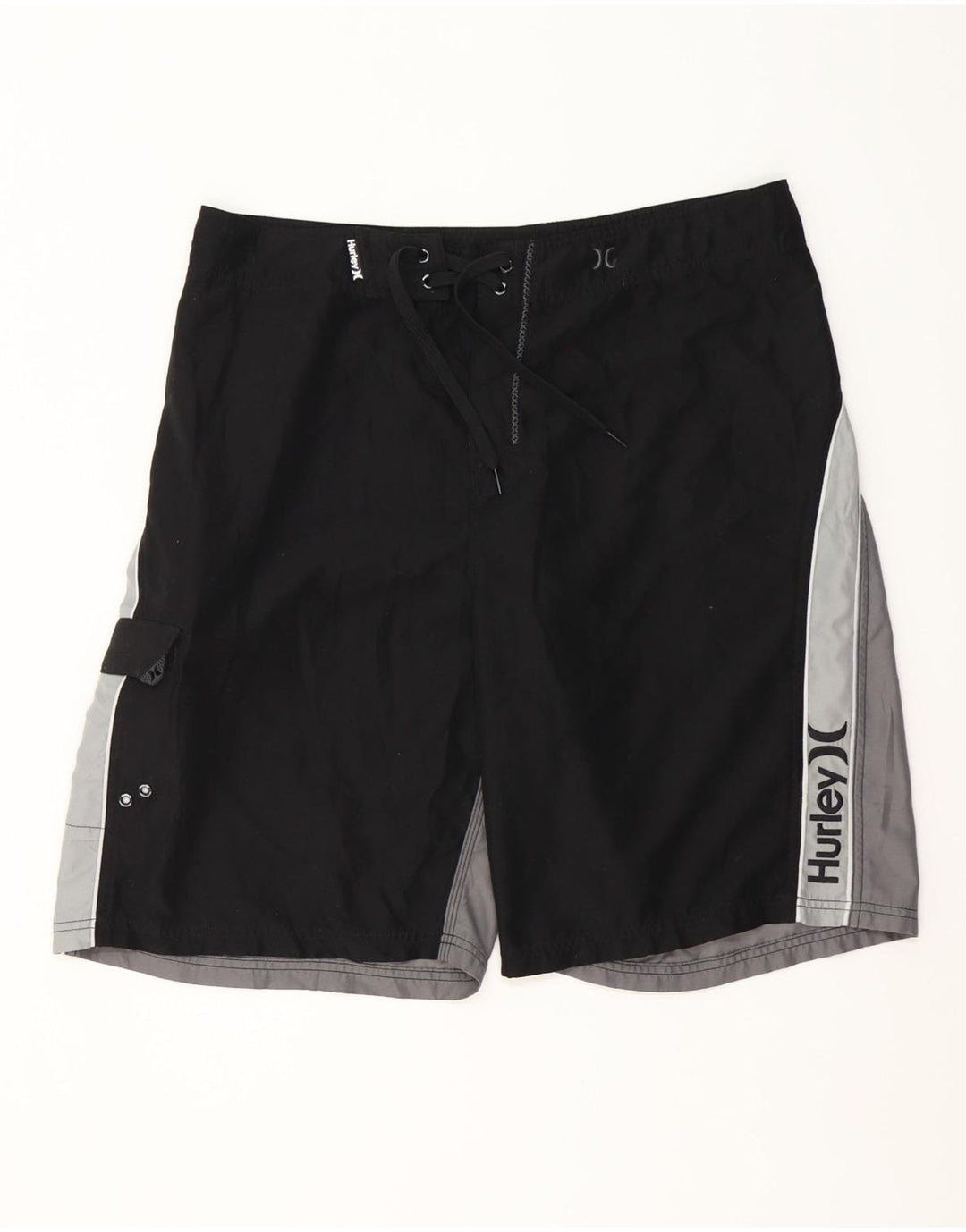 Hurley Bañador con estampado gráfico para hombre, talla grande, color negro, poliéster