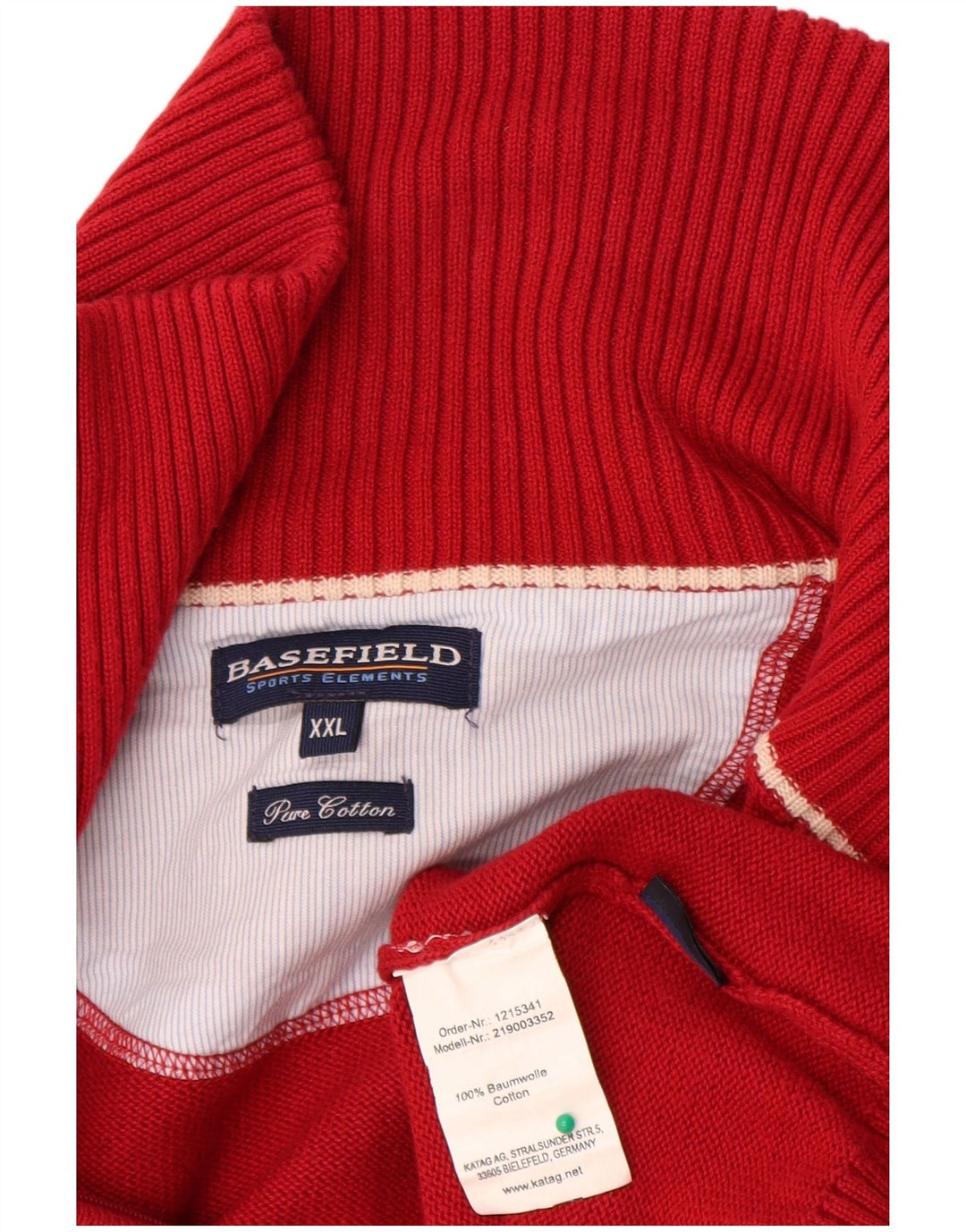 Basefield - Cárdigan para hombre, talla 2XL, algodón rojo